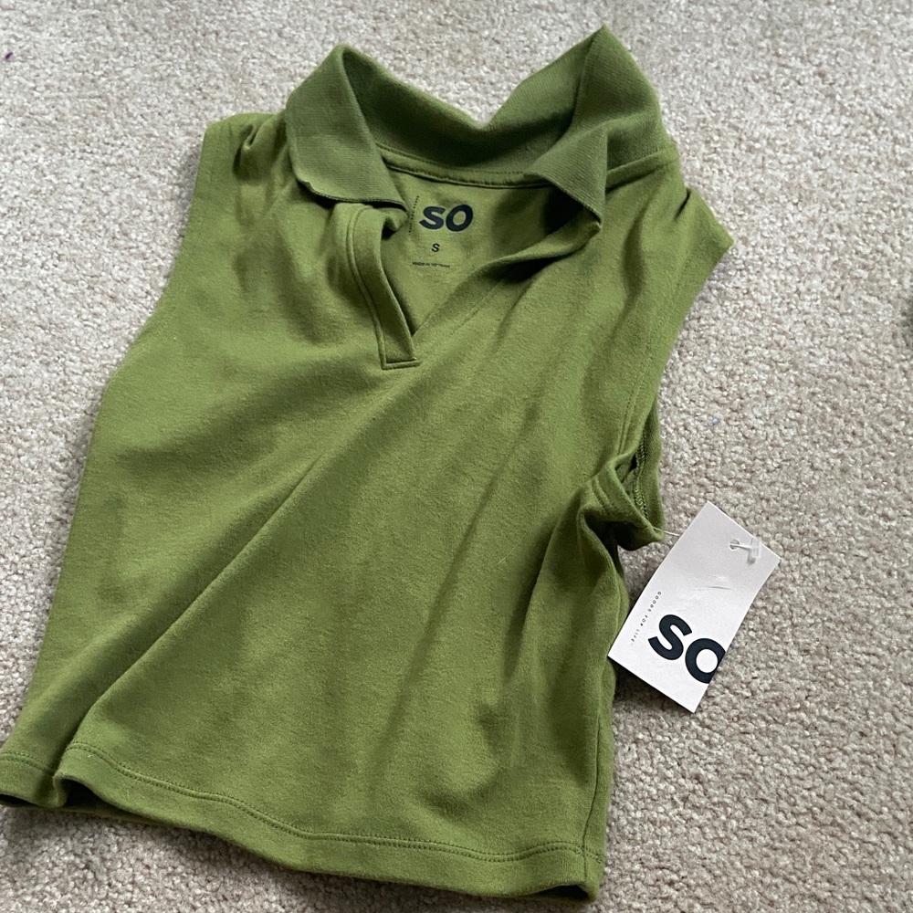 SO Green Sleeveless Polo Shirt
